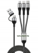 DKS-32 Nylonszvet borts, minsgi 3 in 2 adat/tltkbel<br>USB Type C - USB Type C/mikro USB/Lightning