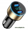 CARU2LCD_G 2xUSB szivargyjt adapter/tlt<br>LCD kijelzvel - arany