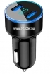 CARU2LCD_K 2xUSB szivargyjt adapter/tlt<br>LCD kijelzvel - fekete