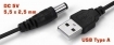 USB 2.0 Type A - DC 5,5 x 2,5 mm kbel, 80 cm