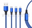 DKS-31 Nylonszvet borts, minsgi 3 in 1 tltkbel<br>USB Type C - USB Type C/mikro USB/Lightning
