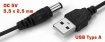 USB 2.0 Type A - DC 5,5 x 2,5 mm kábel, 1m